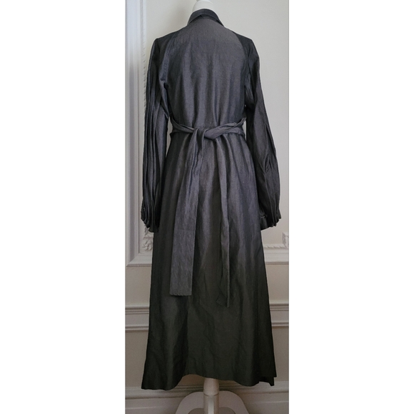 Divka Minimalist Charcoal Women's Trench Coat Japanese Design - Picture 3 of 4